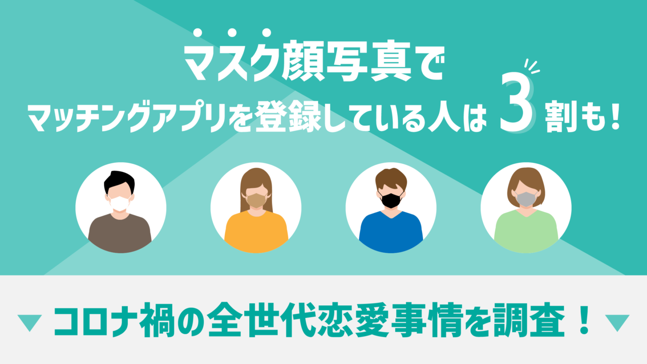 マスク顔写真でマッチングアプリを登録している人は3割も！コロナ禍の全世代恋愛事情を調査！のメイン画像