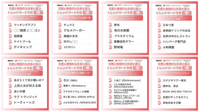 恋愛に積極的な若者が選ぶ2023年夏のトレンドワード予測！のメイン画像
